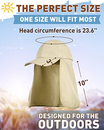 Tirrinia Wide Brim Sun Hat with Neck Flap for Men & Women - color: #3 Tan