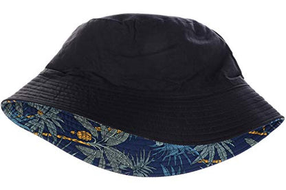 BYOS Unisex Trendy Reversible Lightweight Printed Bucket Hat Packable Outdoor - color: Midnight Blue Palm Tree