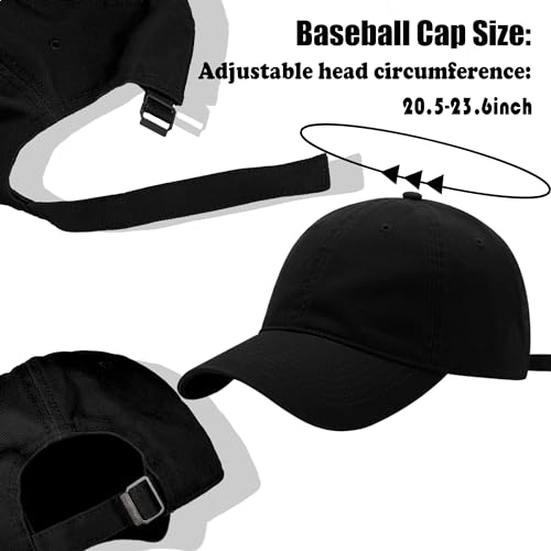 3 Pack Washed Plain Vintage Baseball Cap Cotton Adjustable Twill Bulk Low Profile Classic Dad Hat for Men/Women - color: Black+blue+khaki