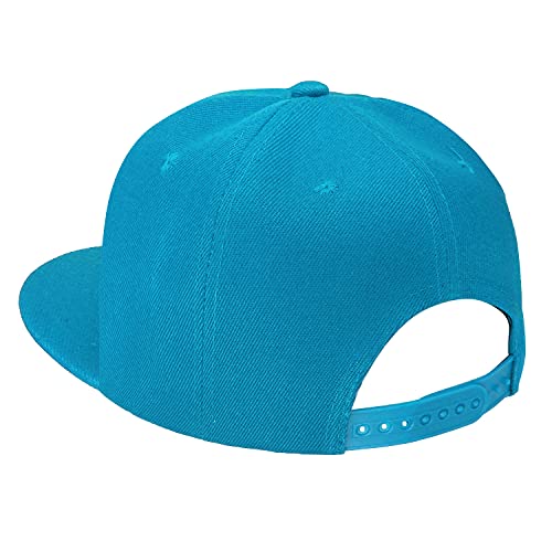 Falari Wholesale 12 Pack Snapback Hat Cap Hip Hop Style Flat Bill Blank Solid Color Adjustable Size - color: 12-pack Turquoise
