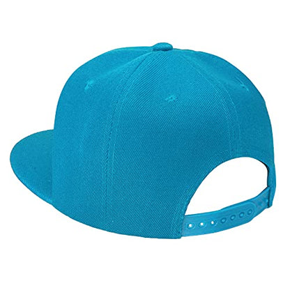 Falari Wholesale 12 Pack Snapback Hat Cap Hip Hop Style Flat Bill Blank Solid Color Adjustable Size - color: 12-pack Turquoise