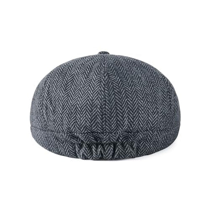 VOBOOM Men Wool Blend 8 Panel Newsboy Cap Tweed Hat - color: Herringbone Grey