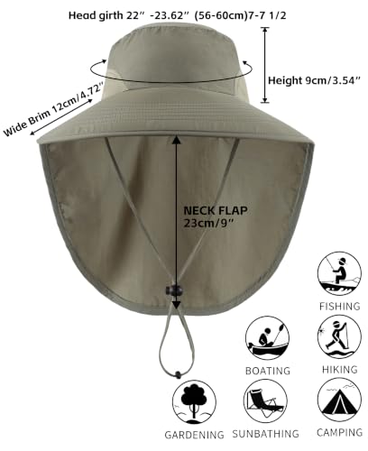 Home Prefer Outdoor UPF50+ Sun Hat Wide Brim Mesh Fishing Hat with Neck Flap - color: Pea Green