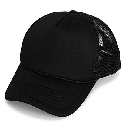 DALIX Youth Trucker Hat Mesh Cap 12 Pack Dozen Bulk - color: Black