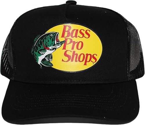 Authentic Bass Original Fishing Hunting Pro Mesh Back Trucker Hat - Men & Women Outdoor Activity & Travel Ultimate Accessory (US, Alpha, One Size, Black)