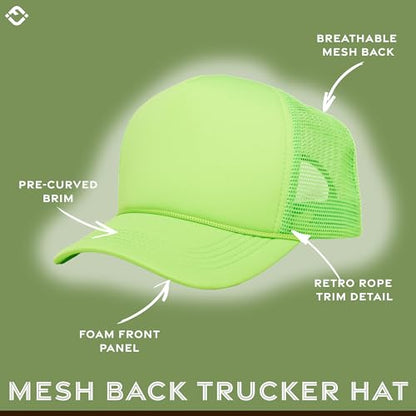 Funky Junque Blank Mesh Foam Lightweight Snapback Trucker Hat - color: Neon Lime