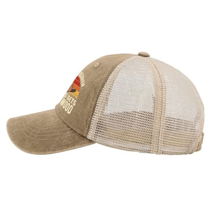 A Clean Beaver Always Gets More Wood Trucker Hats - Women's & Men's Funny Dad Hats - Perfect Birthday Gifts - color: Khaki