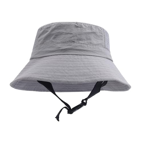 Summer Mesh Surf Hats Surf Bucket Hat with Strap Waterproof Sun UPF 50+ Sun Hats for Surfing, Boating, Water-Sports - color: Mg-ddbdclm2529-light Grey