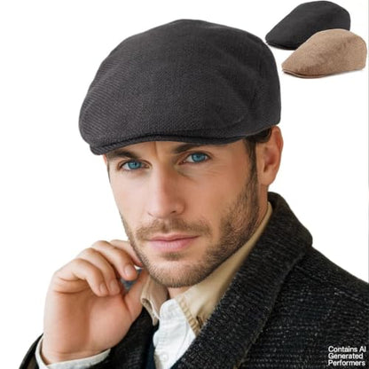 LADYBRO 2-Pack Unisex Flat Cap Newsboy Hats for Men Women Casual Adjustable - color: Black+khaki