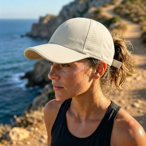 HH HOFNEN Quick Dry Baseball Hat Unstructured Athletic Golf Cap Women Men - color: 3-beige+pink+navyblue