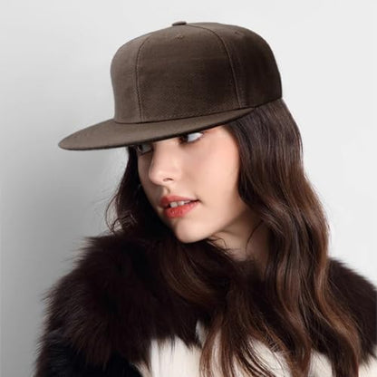 Snapback Hat Flat Bill Visor Hats Adjustable Hip Hop Baseball Cap for Women Men - color: Brown