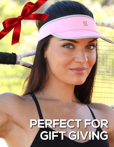 Sport Visor for Women. Sweat‑Wicking Visor for Running, Pickleball, Tennis & Golf. Lightweight & Adjustable Fit - color: Pink