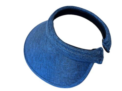 PRO.FASHION Women's Summer Sun UV Protection Visor Wide Brim Clip on Beach Pool Golf Cap Hat-Polyester - color: Tapered Brim - Navy