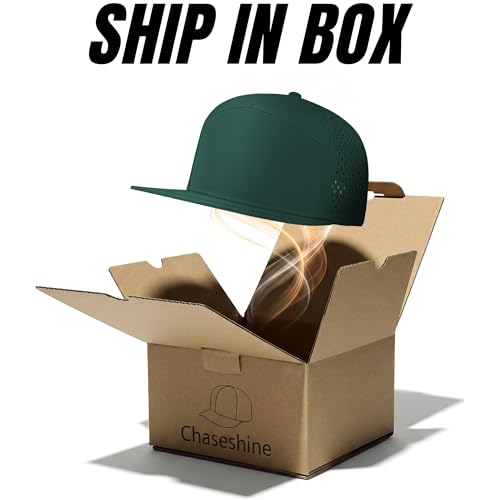 4 Inclusive Sizes Performance Flat Brim Trucker Hat Men Women, 7 Panel Snapback Running - color: 67.dark Green