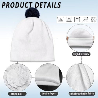 Cute Winter Hats for Women Cold Weather Knit Beanies for Women with Pom Pom - color: Dog Paw Print