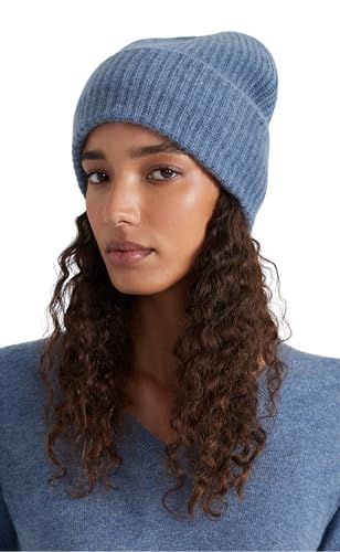 Style Republic Women’s Chunky Knit Beanie, 100% Pure Cashmere Cap, Soft & Stretchy, Warm Hat for Autumn, Winter, Spring - color: Blue Melange
