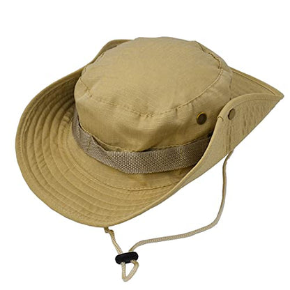 Taeku Sun Hat, Unisex Wide Brim Bucket Hat Sun Protection Cap Breathable Boonie Hat for Fishing Hiking Gardening Safari - color: Brown