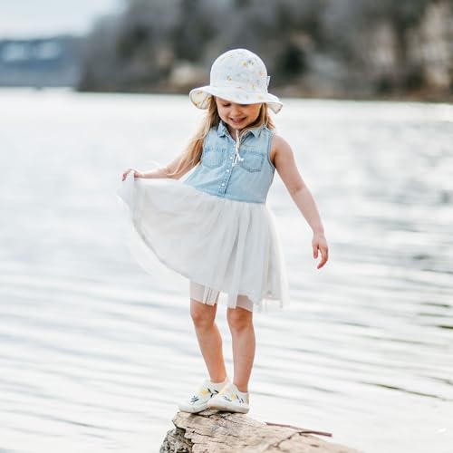 JAN & JUL 50+ UPF Cotton Sun Hat with Wide Brim for Toddler Girls - color: Yellow Flower, size: 6-24 Months