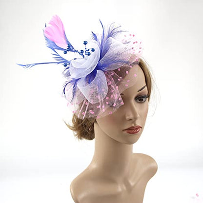 AQOKKA Women Fascinators Hats Flower Fascinators with Headband and Clip Tea Party Headwear for Women and Girls - color: 1 Pc 7" Diameter / Pink White