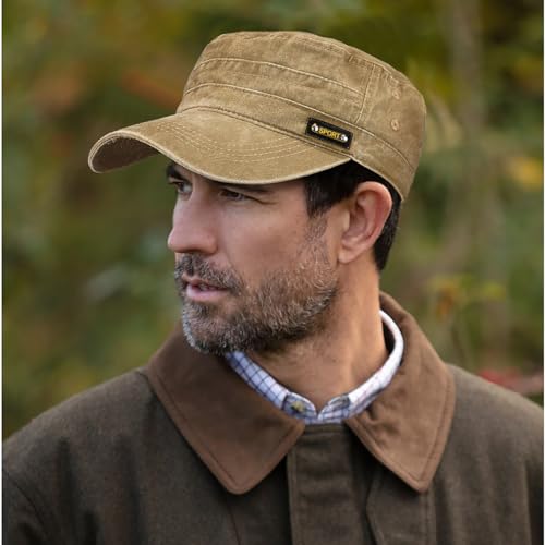 Glamorstar Unisex Cadet Army Caps Military Cap Vintage Flat Top Hats for Men Women - color: Beige