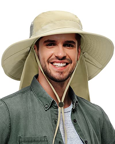 Tirrinia Neck Flap Fishing Safari Cap for Men - color: #1 Tan
