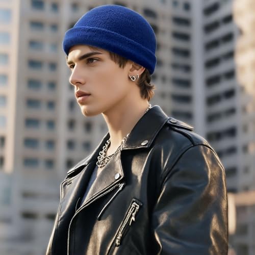 Croogo Beanie Docker Cap Rolled Cuff Brimless Hat Worker Sailor Skullcap - color: Ct49-royal Blue