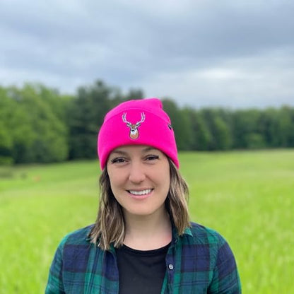 Blaze Orange Deer Hunting Hat, Stretchy Knit Hunting Beanie, One Size - color: Pink, style: 1 Pack