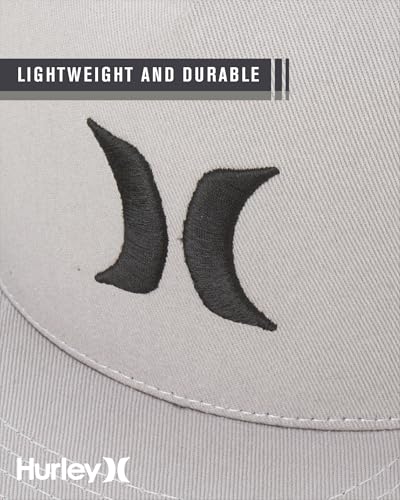Hurley Mens Cap Flat Brim Mesh Panel Trucker Hat, Snap Back - color: Grey
