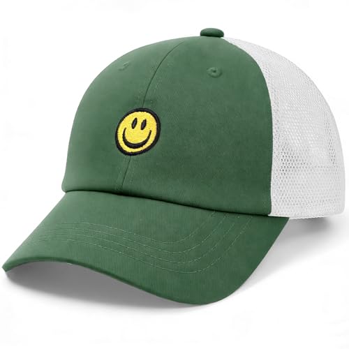 SONMONY Toddler Hat Smile Face Kids Baseball Cap Adjustable Cute Hat 3-12Y - color: Mesh-green