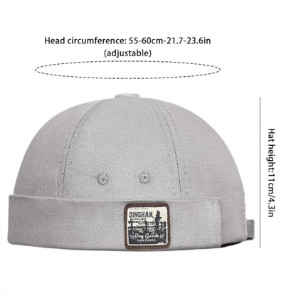 DIYDECAL Brimless Docker Cap,Skullcap Beanie, Retro Sailor Hat for Mens Womens - color: Grey