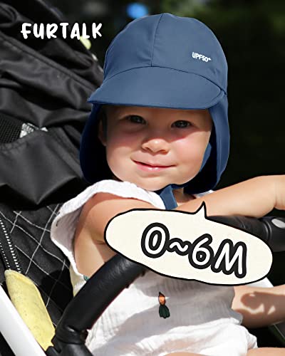FURTALK Baby Sun Hat with Neck Flap UPF 50+ Toddler Quick Dry Swim Hat - color: Navy, size: 6-24 Months