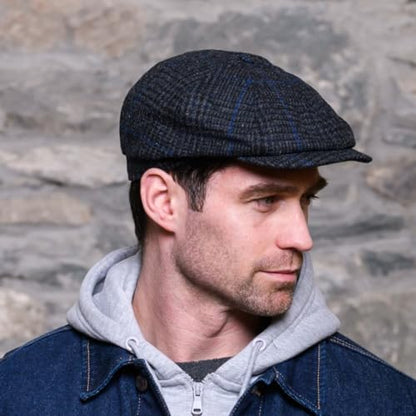 Mucros Weavers Irish Wool Driving Cap, 8 Panel, 100% Wool, Women's Adults Unisex Classic Style, Grey, Large, Formal, Wedding - color: Dark Blue, size: Medium