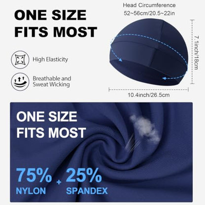 Qearl Cooling Skull Caps Helmet Liner Cycling Caps for Men Women - color: White+blue+navy Blue