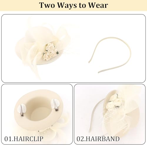 Fascinator Hat Tea Party Accessories Wedding Headwear for Girls and Women - color: Champagne