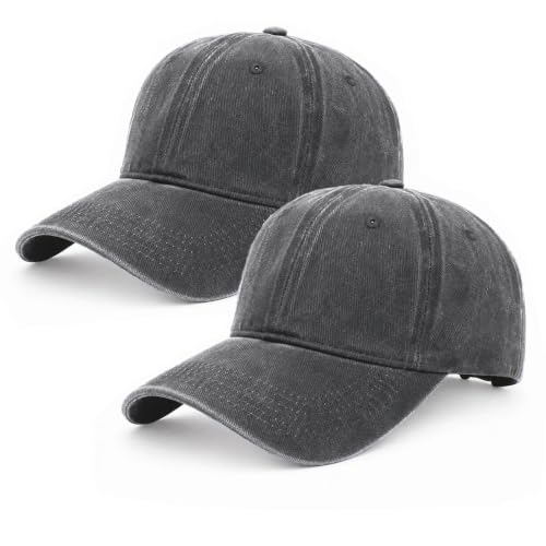 Vintage Baseball Cap for Men and Women, Washed Cotton Dad Hat, Adjustable Fit - color: Black, size: Medium