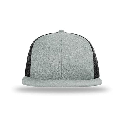Richardson 511 Wool Blend Flatbill Trucker Snapback Adjustable Cap - color: Heather Grey/Black