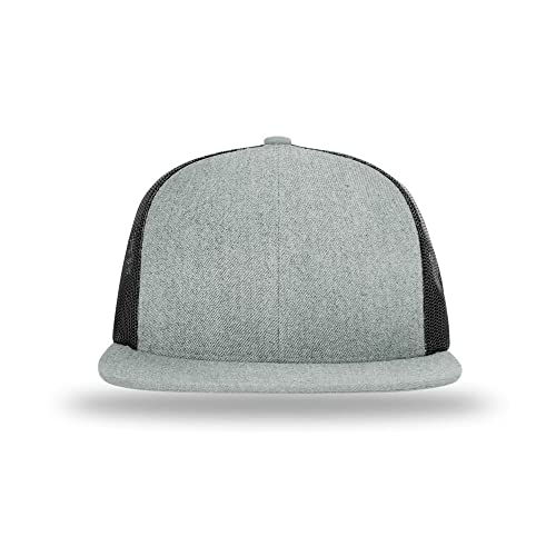 Richardson 511 Wool Blend Flatbill Trucker Snapback Adjustable Cap - color: Heather Grey/Black