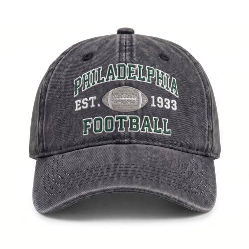 Football Hat for Men Women, Vintage Washed Embroidered City Dad Cap, Adjustable Baseball Cap for Game Day Fans - color: G-philadelphia
