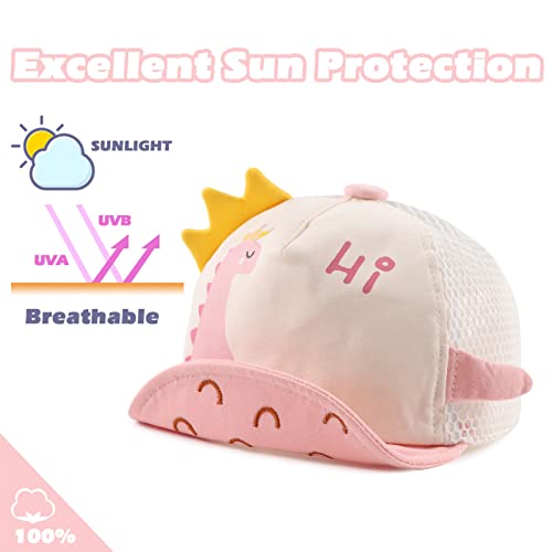 JANGANNSA Baby Duck Cap Infant Kids Sun Hat Bear Cute Cartoon Caps Spring Summer - color: Pink Dinosaur Mesh, size: 3-18 Months
