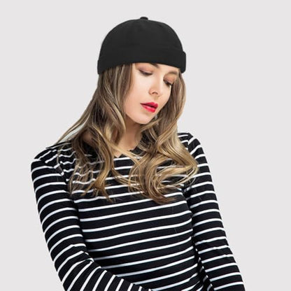 DIYDECAL 3 Pack Mens Brimless Skullcap Sailor Docker Cap Rolled Cuff Retro Beanie Hat - color: Black