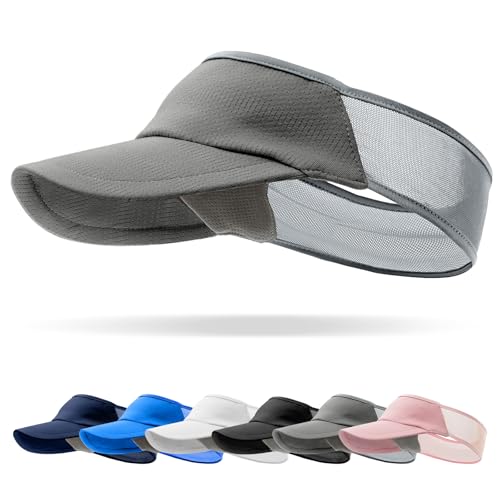 vidsel Sport Sun-Visor Hat Men Women, Summer UV Protection Stretchy Visor - color: Grey