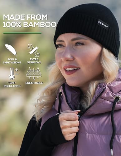 Bamboo Lightweight Beanie for Men & Women. Soft Athletic Winter Hat. Ideal Beanie for Sports. Keeps You Warm & Comfortable - color: Black