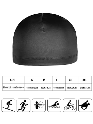 Boao Doo Rags Skull Cap for Men Sweat Wick - color: Black, size: Large