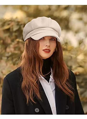 Newsboy Caps for Women Classic Beret Hats Autumn Winter Cap - color: Beige