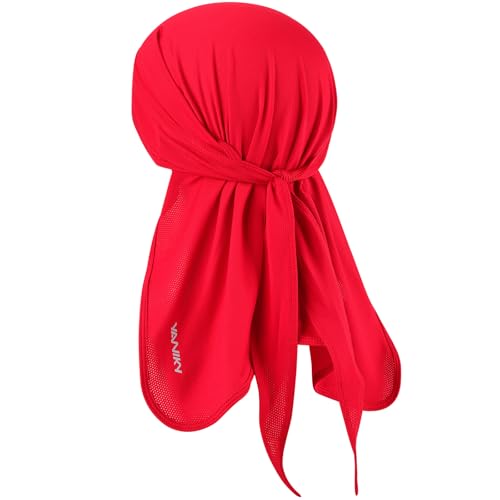 YANIKY Bandanas Skull Caps for Men, Do Rag Women Breathable Helmet Liner - color: Red
