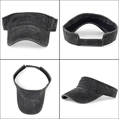 3 Pack Sun Visors for Women Men Cooling Lightweight Sports Sun Hats Adjustable Twill Cotton Run Visor