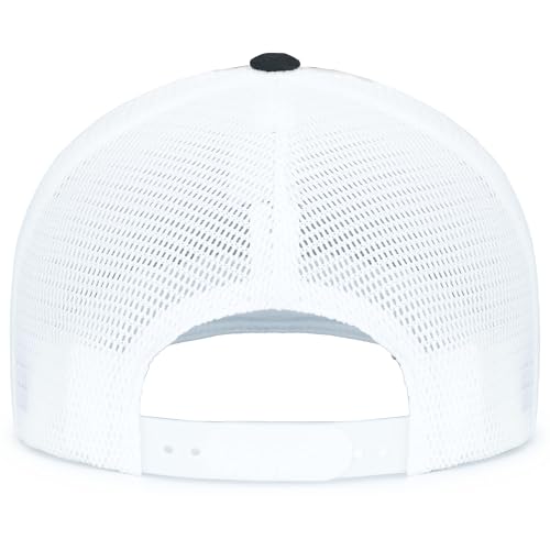 Pacific Headwear Contrast Stitch Trucker Pacflex Snapback Cap - color: Black/White/Black