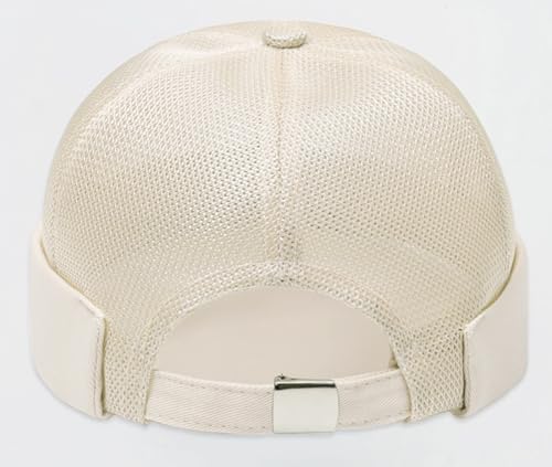 DIYDECAL Mens Mesh Brimless Cap,Summer Skullcap Docker Beanie Hat - color: Beige