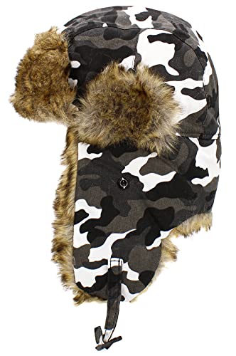 Wool Blend Aviator Trapper hat Trooper Ear Flaps Ushanka Eskimo Russian Warm Winter Cold… - color: Citi Camo Classic Solid