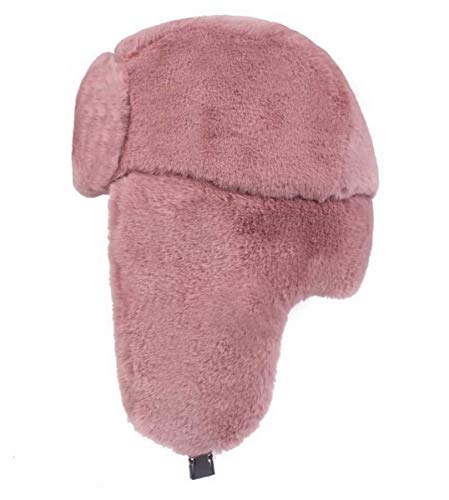 Brcus Women Russian Ushanka Trapper Pilot Aviator Cap Winter Windproof Ski Hat - color: Dark Pink